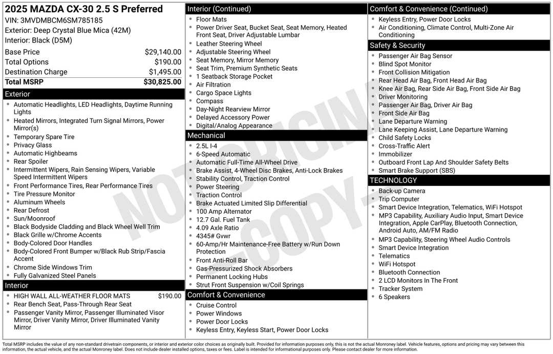 2025 MAZDA Cx-30 2.5 S Preferred Package - Image 2