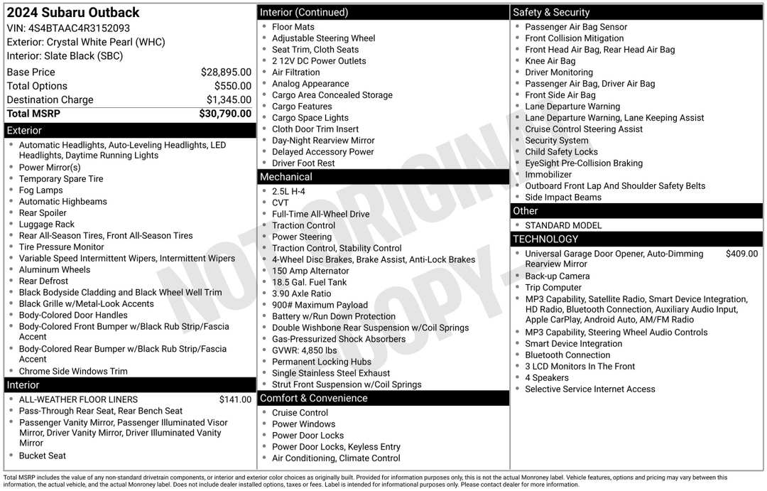 2024 Subaru Outback 2.5i - Image 2