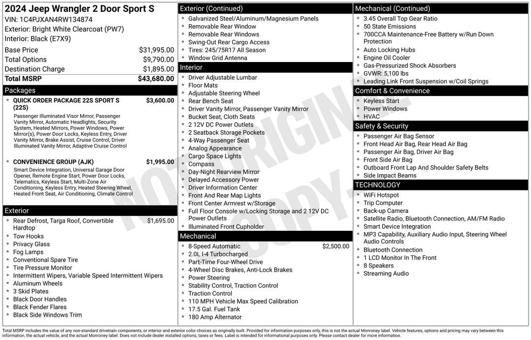 2024 Jeep Wrangler Sport S - Image 2