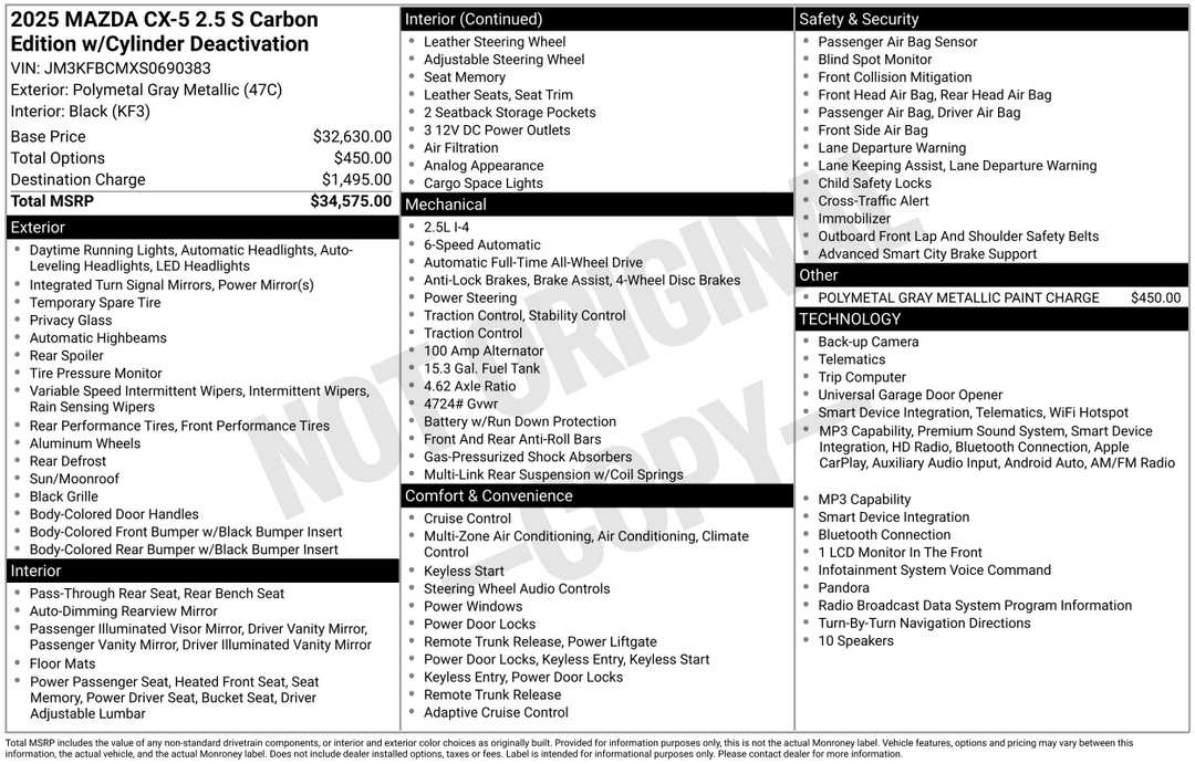 2025 MAZDA CX-5 2.5 S Carbon Edition - Image 2