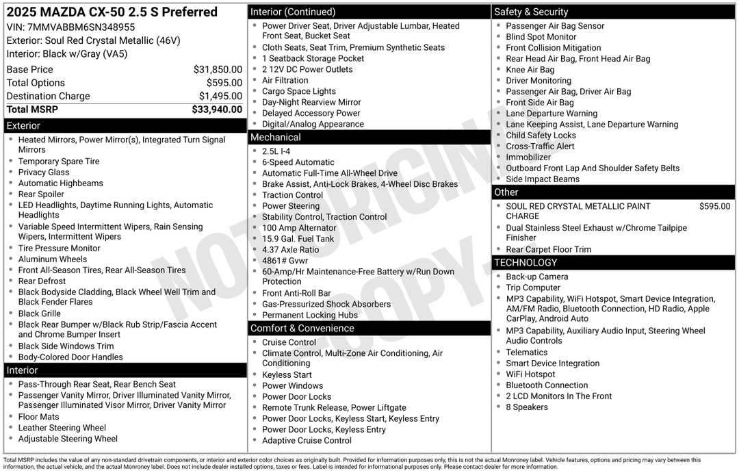 2025 MAZDA Cx-50 2.5 S Preferred Package - Image 2