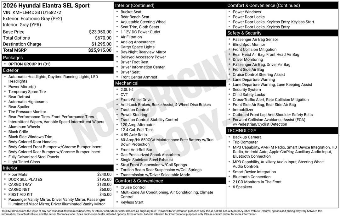 2026 Hyundai Elantra SEL Sport - Image 2