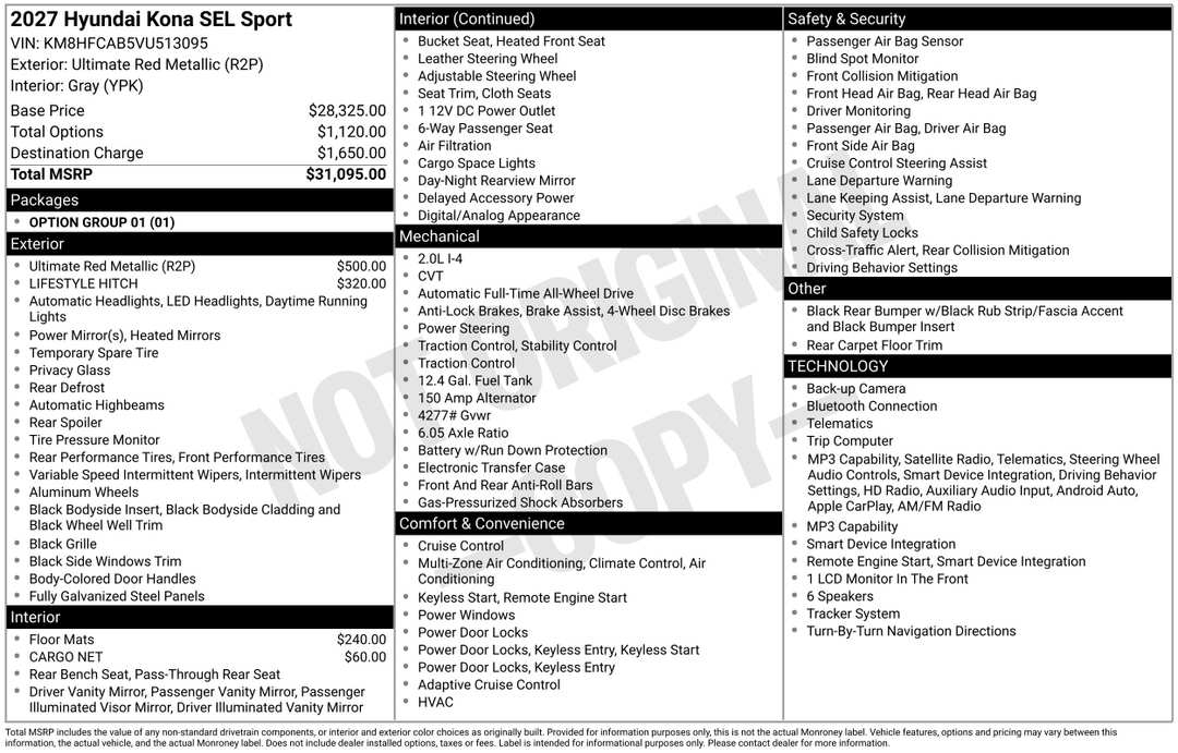 2027 Hyundai Kona SEL Sport - Image 3