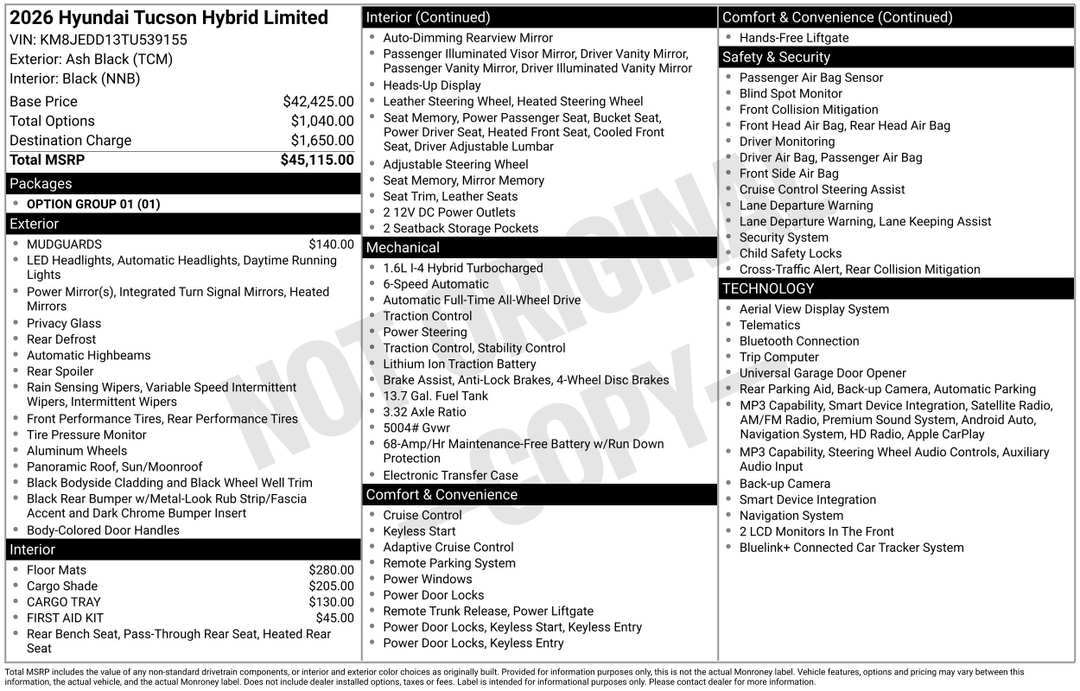 2026 Hyundai Tucson Hybrid Limited - Image 3