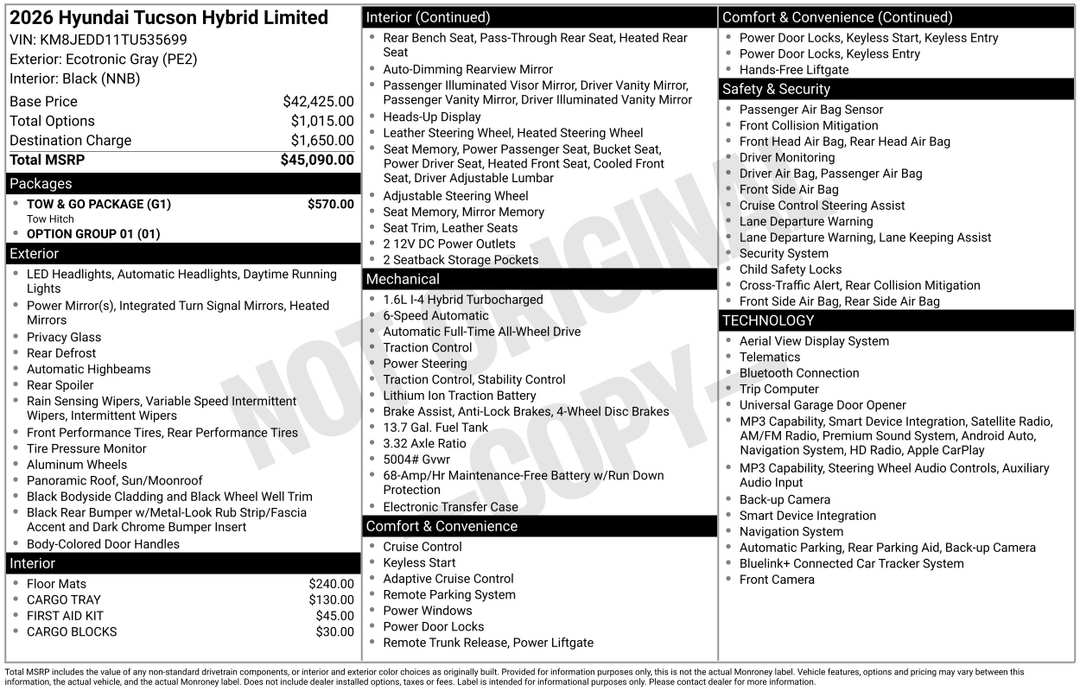 2026 Hyundai Tucson Hybrid Limited - Image 3
