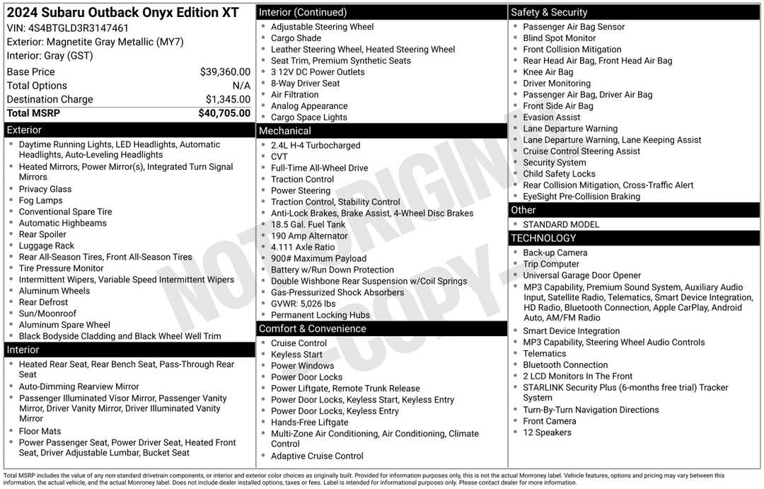 2024 Subaru Outback Onyx Edition XT - Image 2