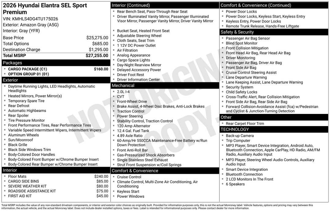 2026 Hyundai Elantra SEL Sport - Image 3