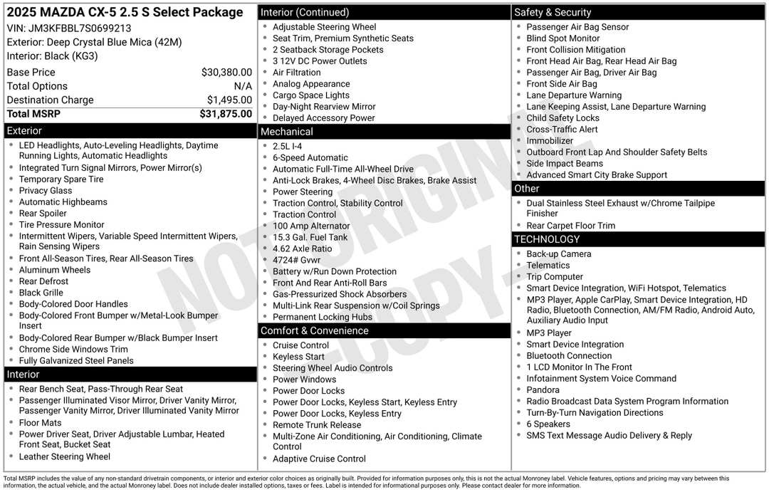 2025 MAZDA CX-5 2.5 S Select Package - Image 2