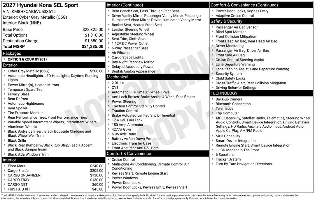2027 Hyundai Kona SEL Sport - Image 3