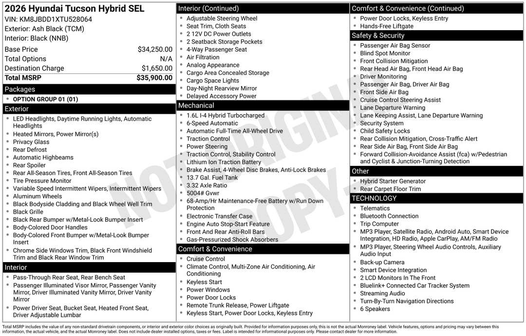 2026 Hyundai Tucson Hybrid SEL - Image 3