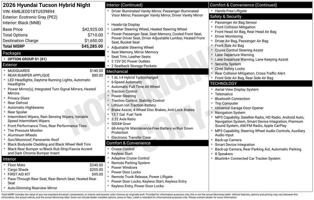 2026 Hyundai Tucson Hybrid Night - Image 3