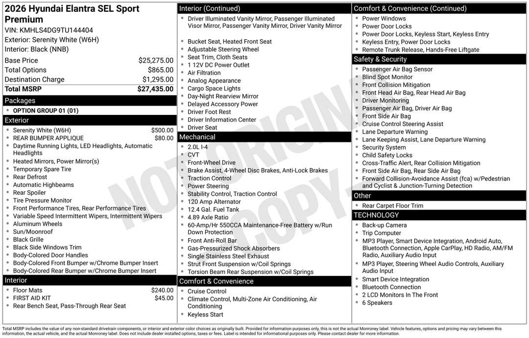 2026 Hyundai Elantra SEL Sport - Image 3