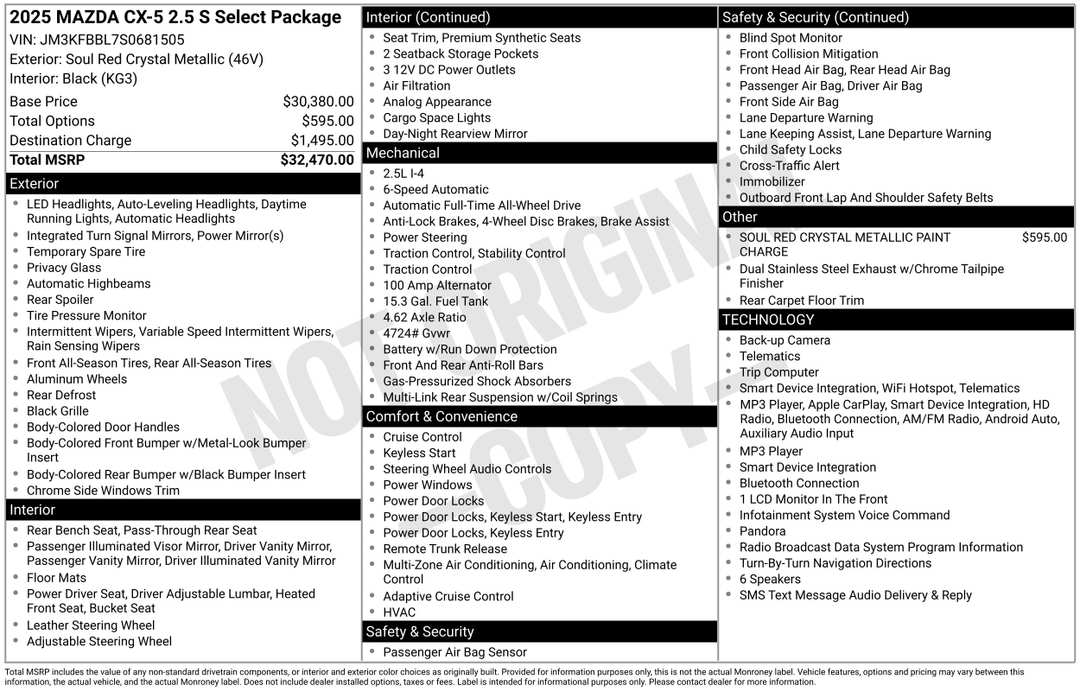 2025 MAZDA CX-5 2.5 S Select Package - Image 2