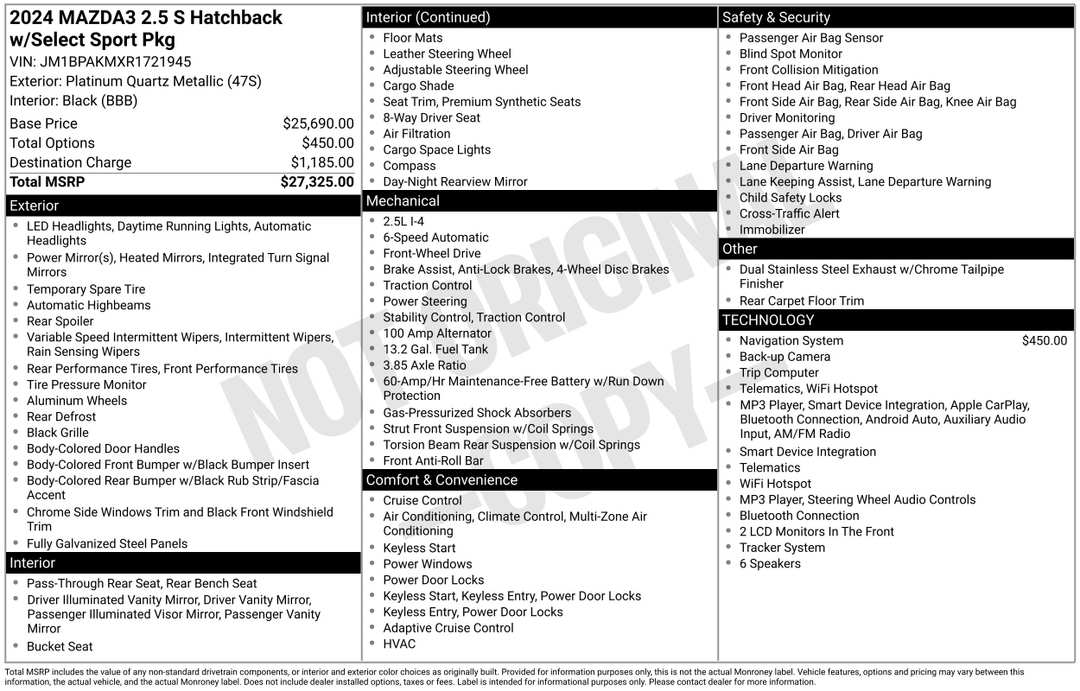 2024 MAZDA Mazda3 2.5 S Select Sport - Image 2