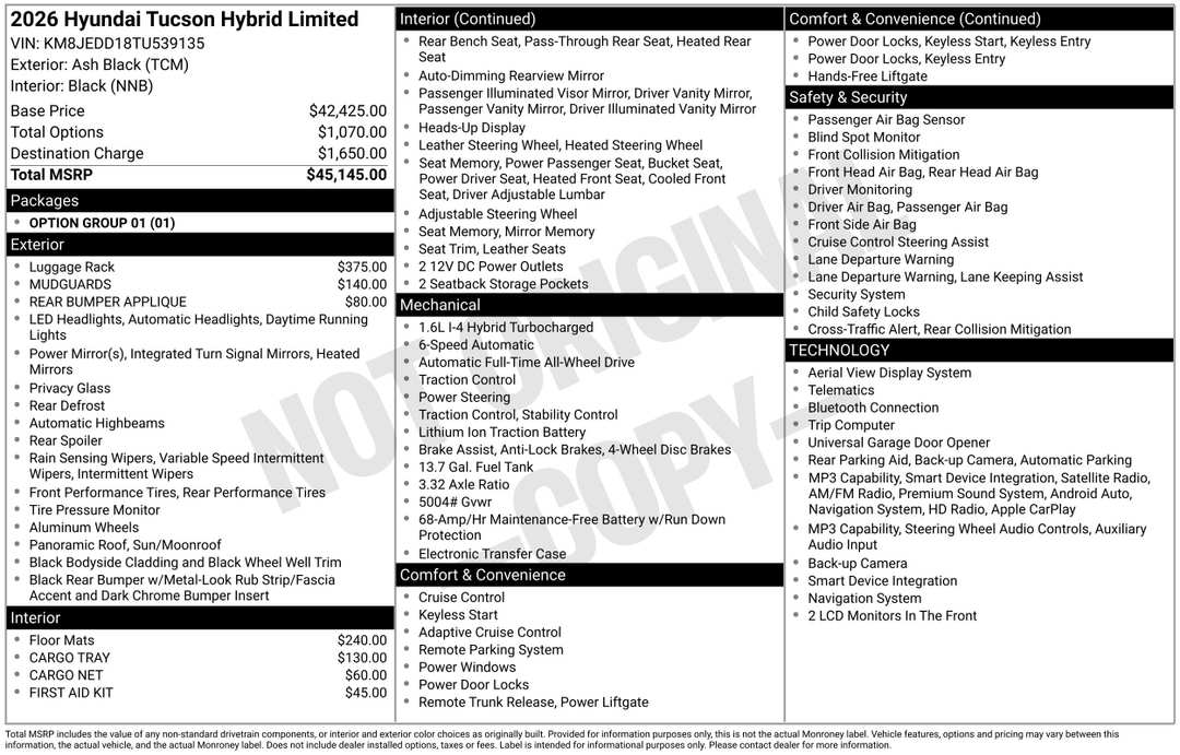 2026 Hyundai Tucson Hybrid Limited - Image 3