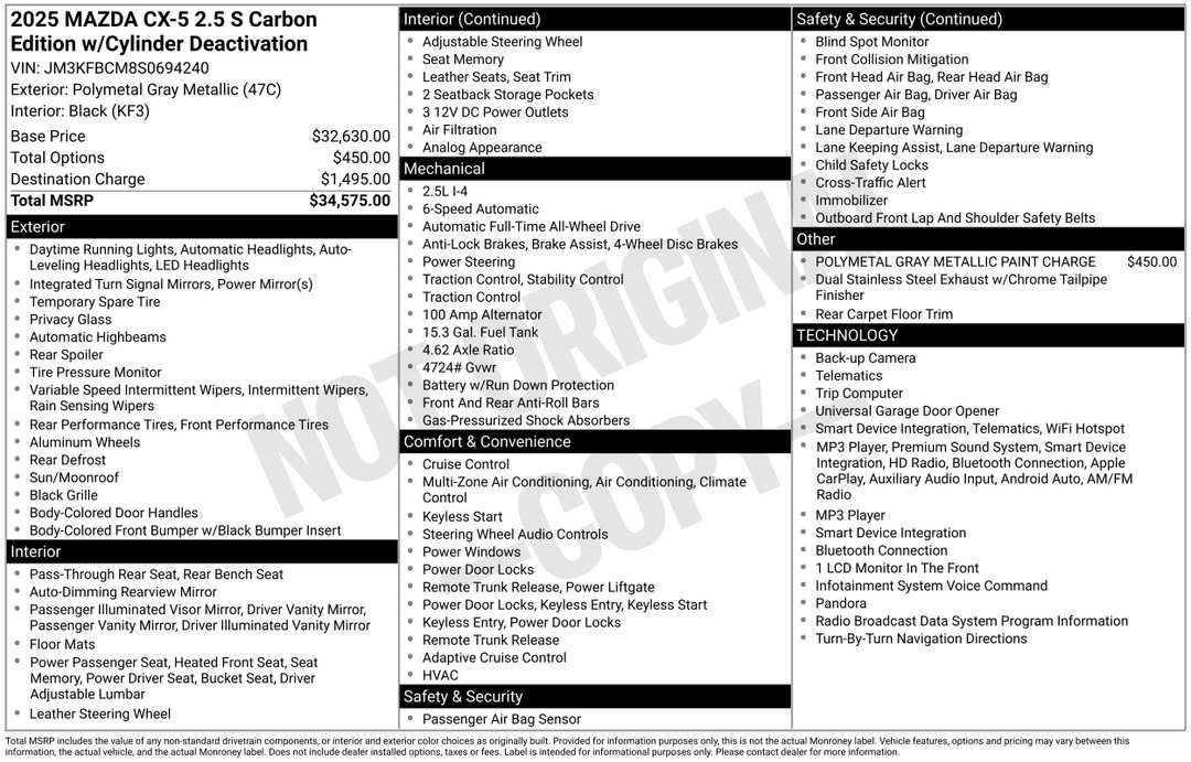2025 MAZDA CX-5 2.5 S Carbon Edition - Image 2
